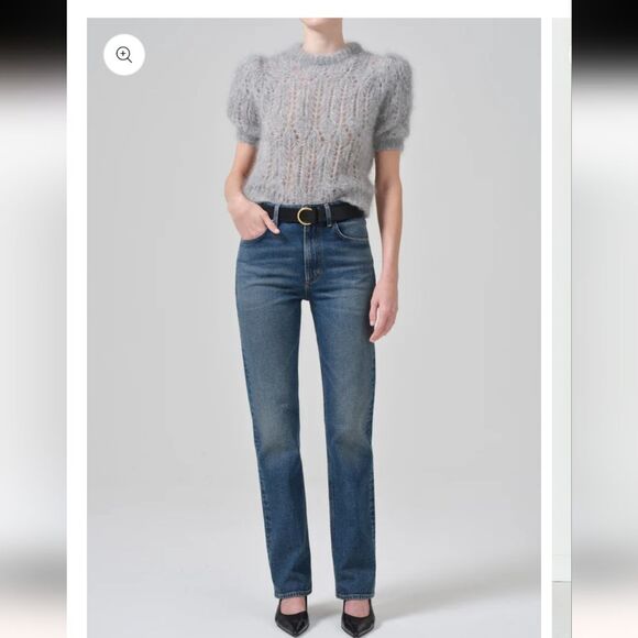 Citizens of Humanity dark wash straight mid rise zip fly jeans size 27 stretch - Picture 1 of 15